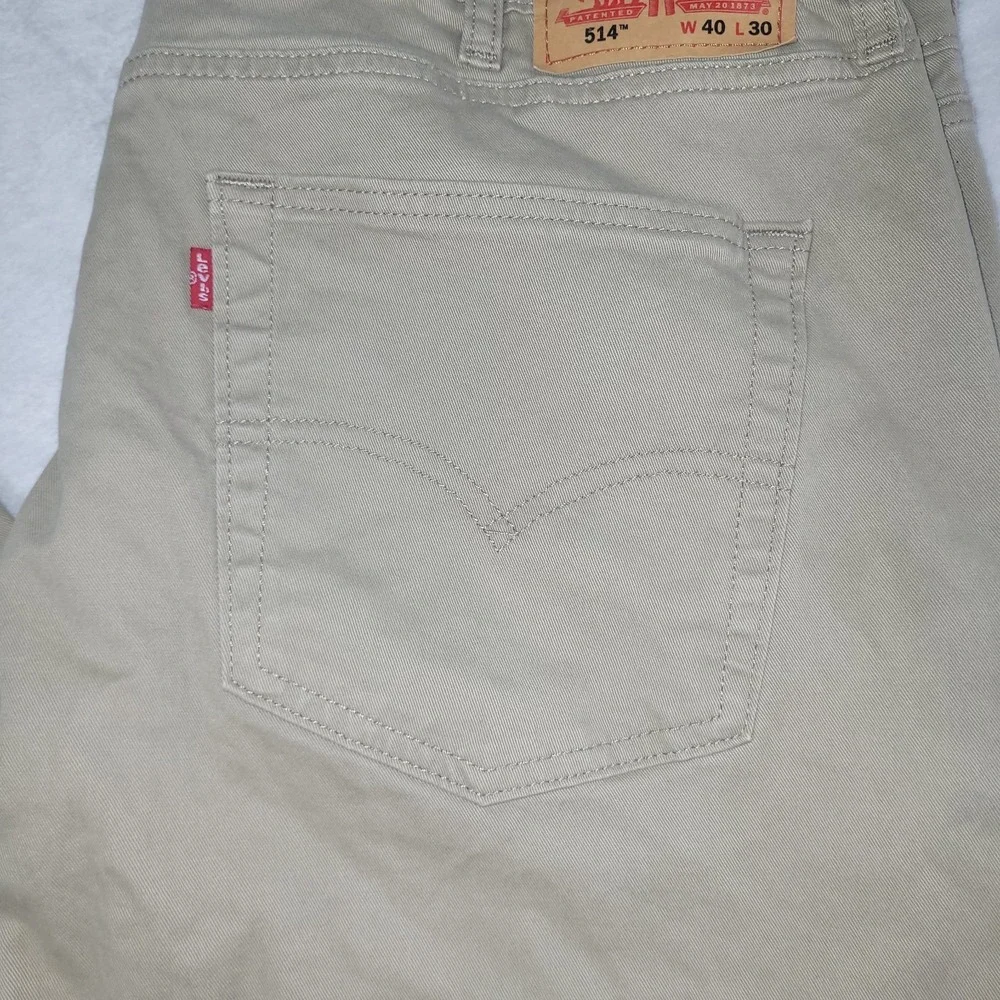 Levi's 514 Jeans, Mens, 40x30 Khaki Tan Twill Cotton Pants Straight Fit